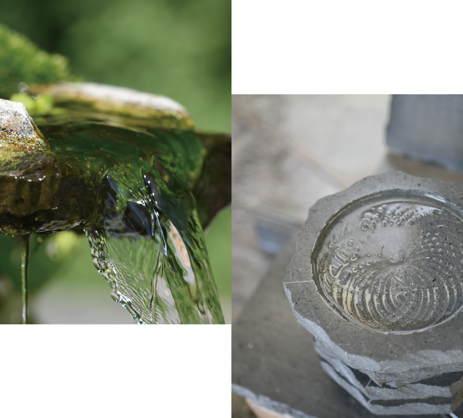 阿蘇の湧き水と溶岩プレート